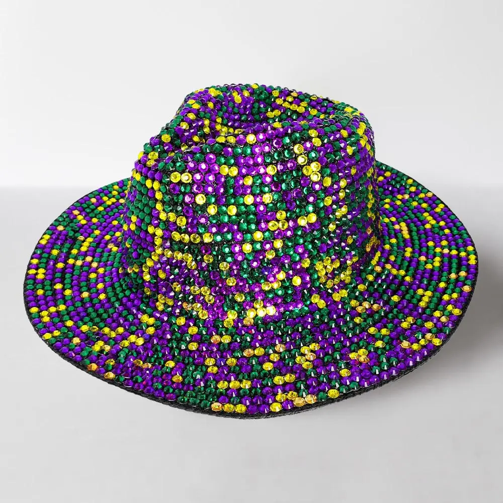 Bling Studded Mardi Gras Fedora Hat