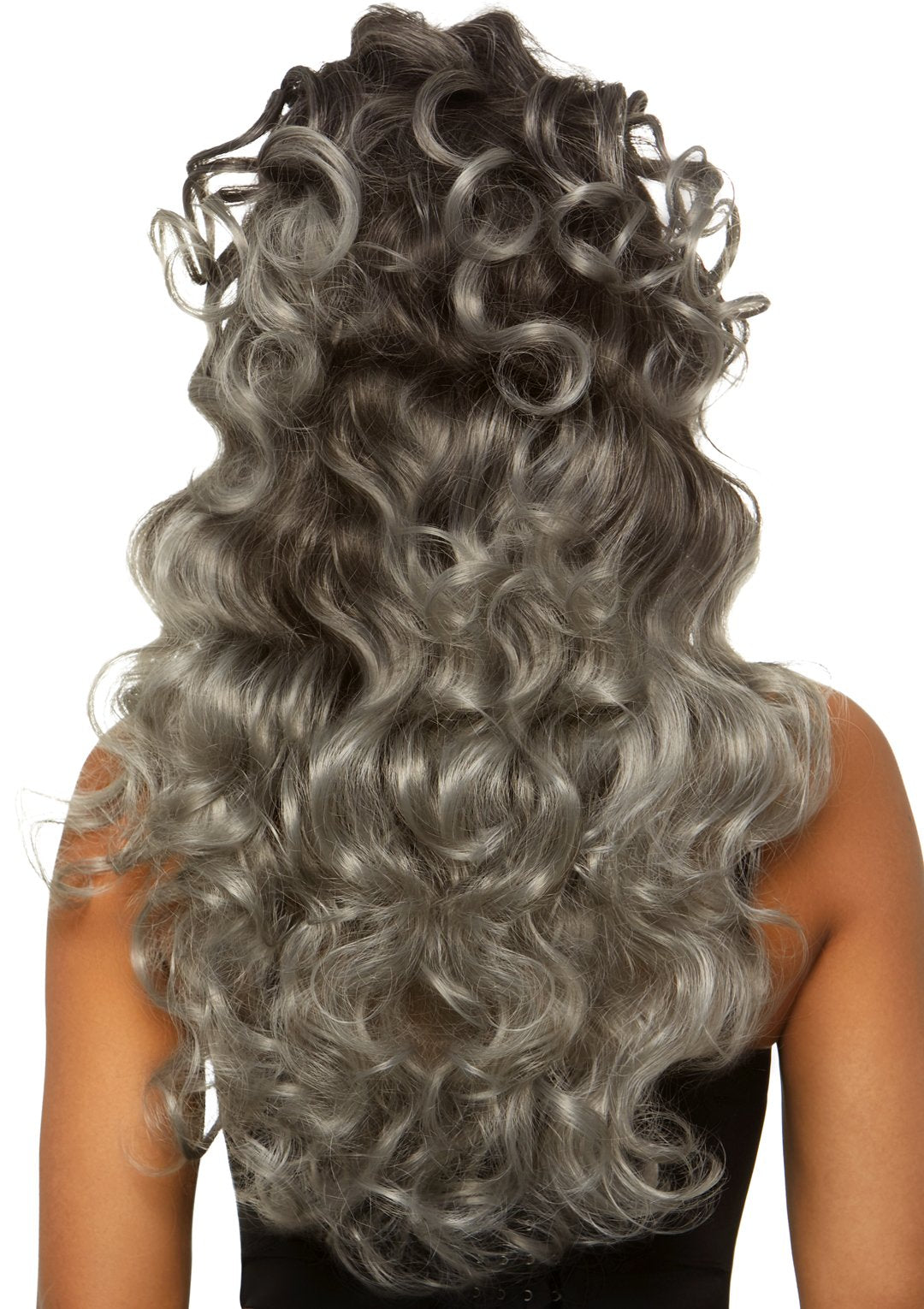 24'' Long Curly Wig w/ Half Up Pony - Grey