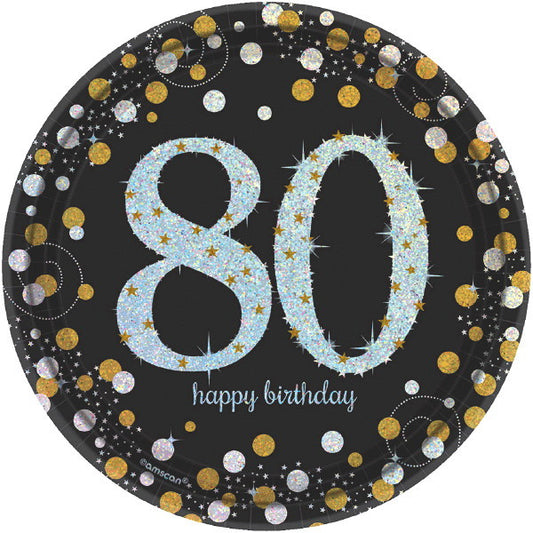 7" Plates - 80th Sparkling Celebration (8ct.)