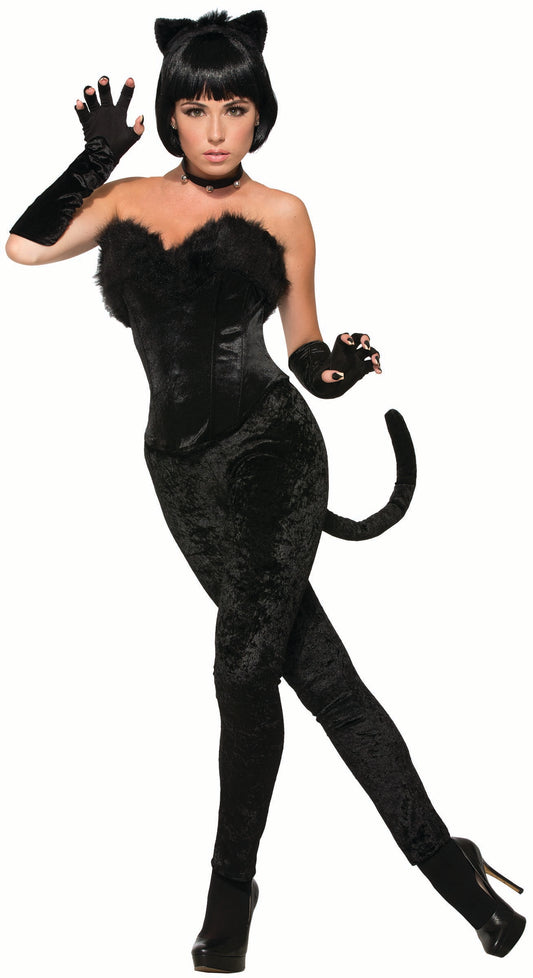 Women's Black Cat Corset: Standard
