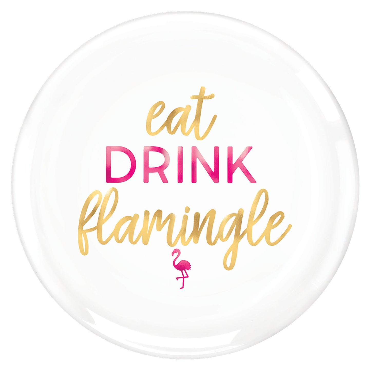 14" Round Platter: Aloha "Eat, Drink, Flamingle"