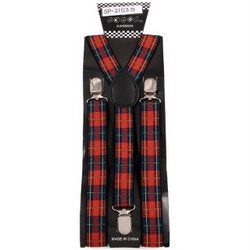 Suspenders - Plaid Red (SU-2013B)