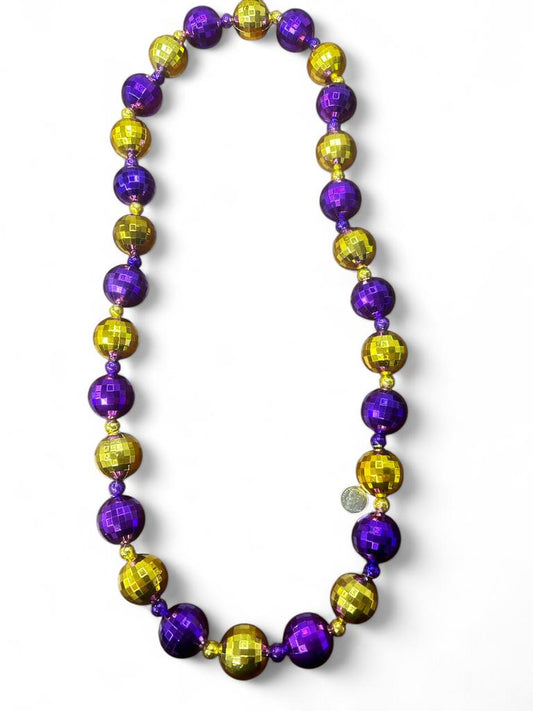 Novelty Beads - Purple & Gold 30MM/10MM Disco Ball Beads