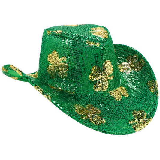 Sequin Cowboy Hat: St. Pat's Day - Green/Gold