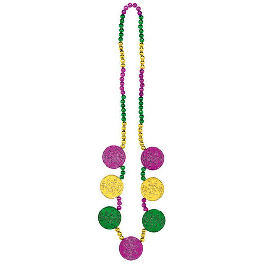 48" Mardi Gras Coin Medallions Necklace