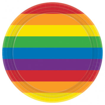 9” Round Plates - Rainbow 8ct