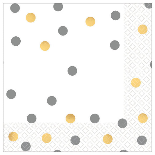 Confetti Beverage Napkins: Gold/Silver (16ct.)