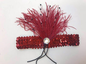 Flapper Fan Headband: Red