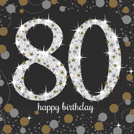 Beverage Napkins - 80th Sparkling Celebration (16ct.)