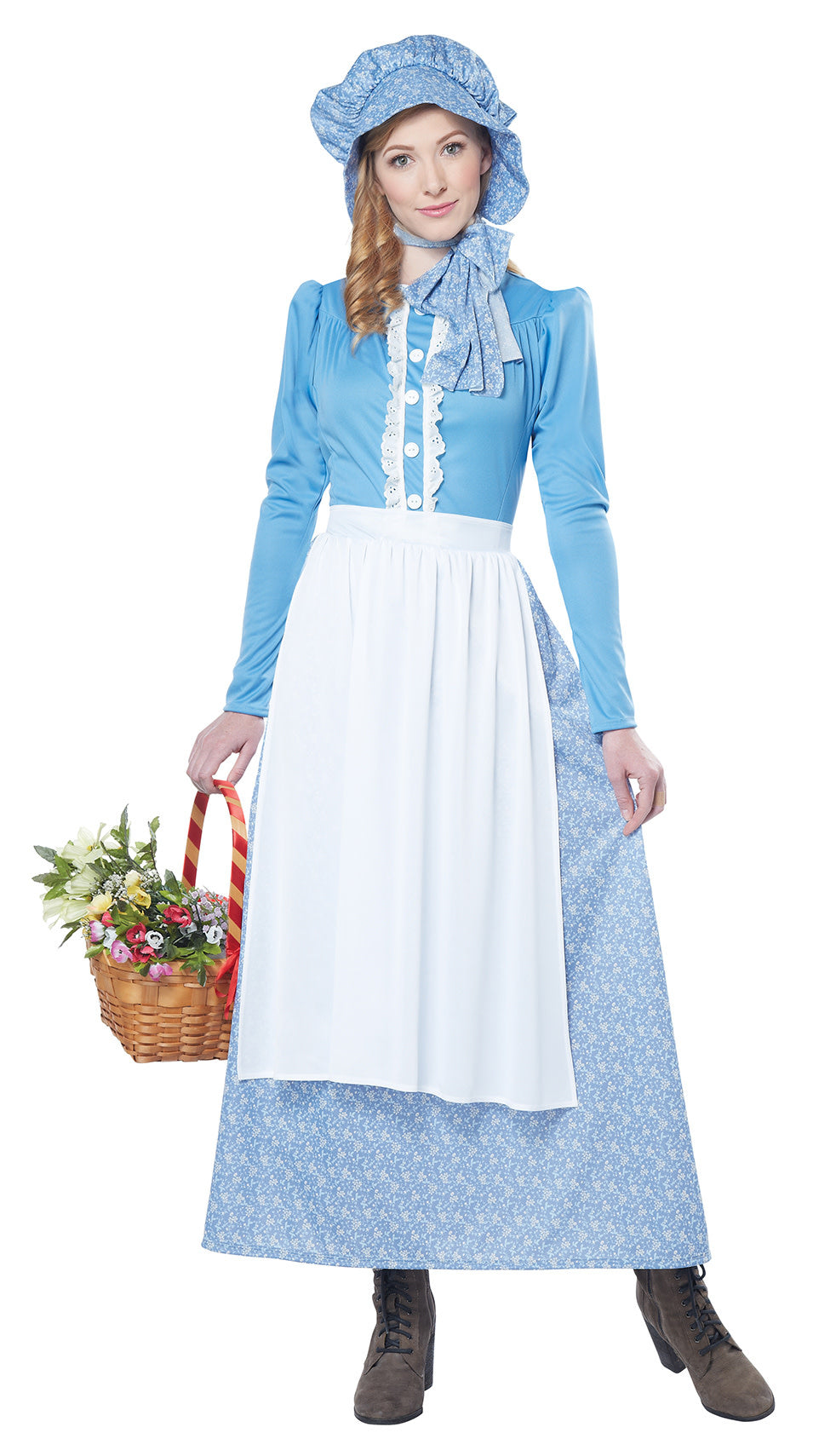 pioneer dress women Womens Costume Historical Modest Prairie Colonial Floral Dress Medieval Renaissance Vintage Dresses Beige : Clothing, Shoes & Jewelry print pattern CR ROLECOS Colonial Prairie Dress
