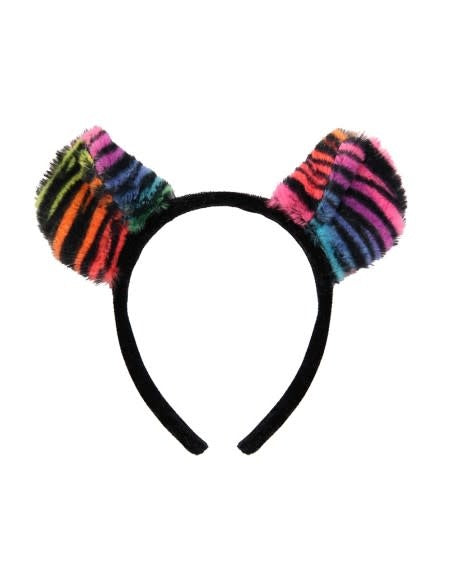 elope Neon Rainbow Tiger Ears Headband