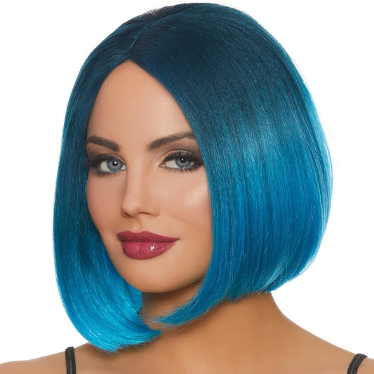 Mid-Lenght Ombre Bob Wig: Steel Blue/Bright Blue