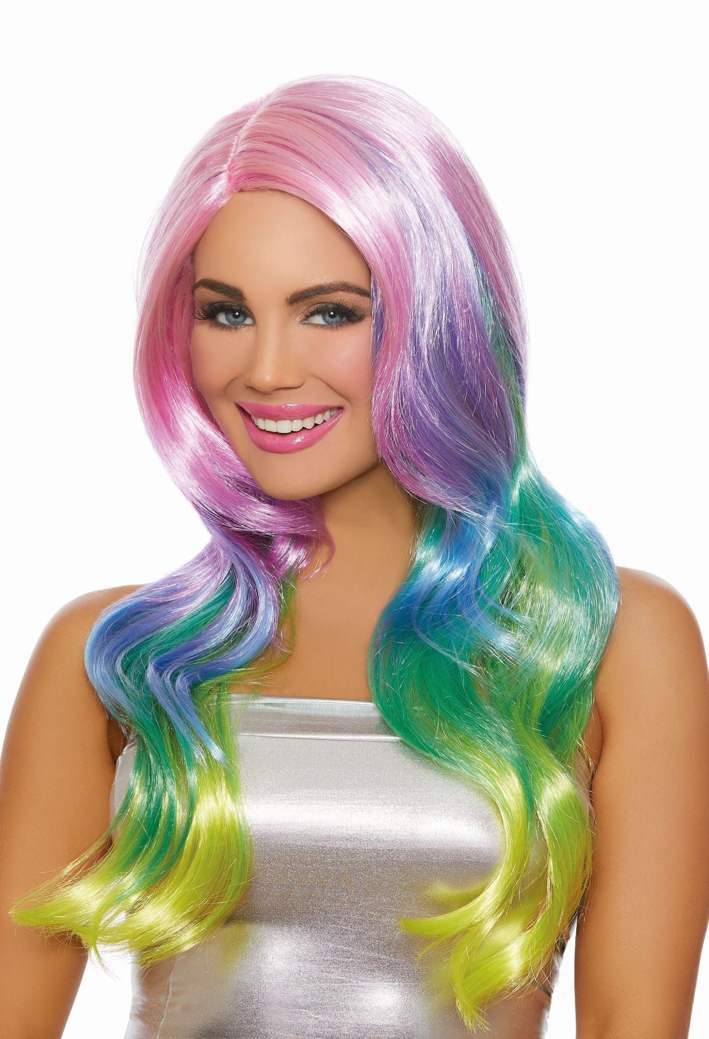 Long Wavy Layered Pastel Rainbow Wig