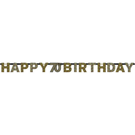 Gold Sparkling Celebration Letter Banner - "Happy 70th Birthday"