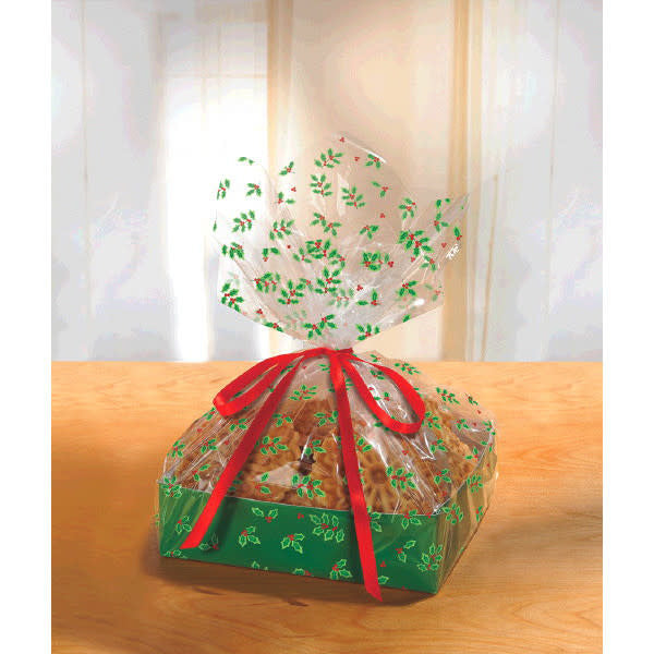 Holly Large Treat Tray w/ Cello Bag