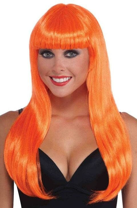 Adult Sassy Long Wig: Neon Orange