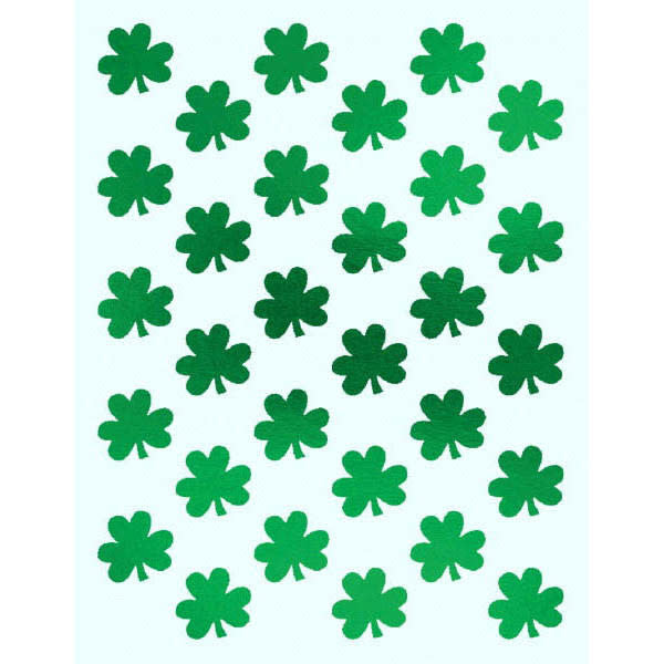 Metallic foil Shamrock sheet stickers for St. Patrick's Day.