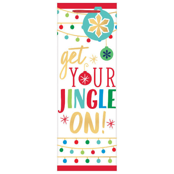 Jingle On Bottle Bag w/ gift tag