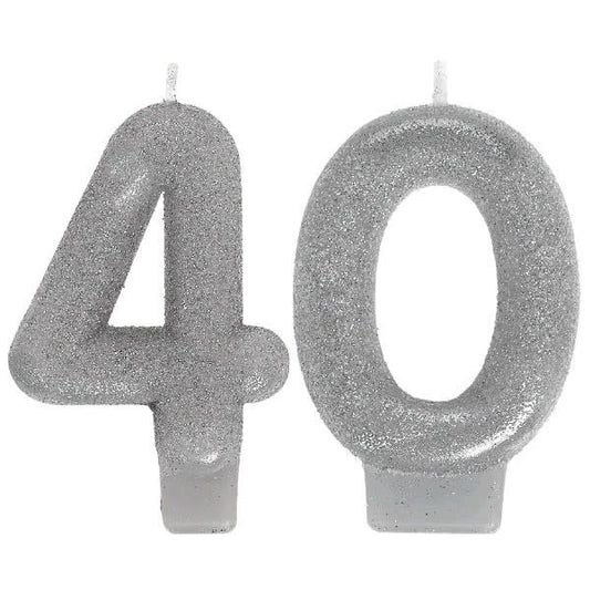 Sparkling Birthday Candles: 40th - Silver