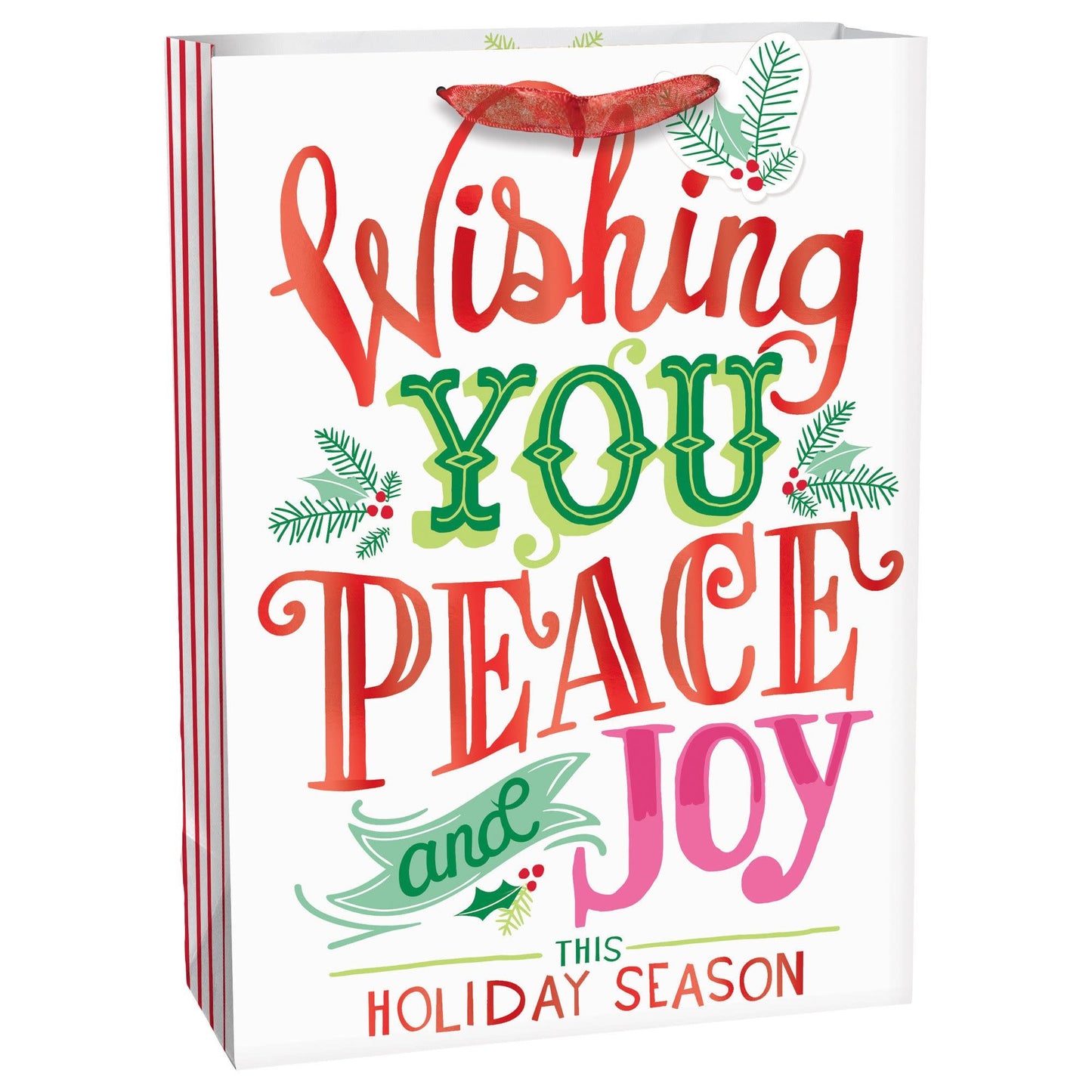 Peace and Joy Extra Large Vertical Bag w/ gift tag