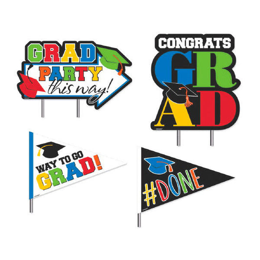 Yard Stakes (4 ct.) - Congrats Grad Multicolor