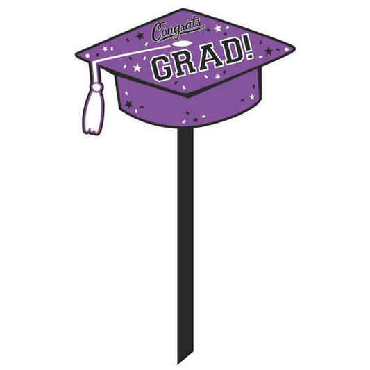 Cursive Congrats Graduation Yard Sign: Purple