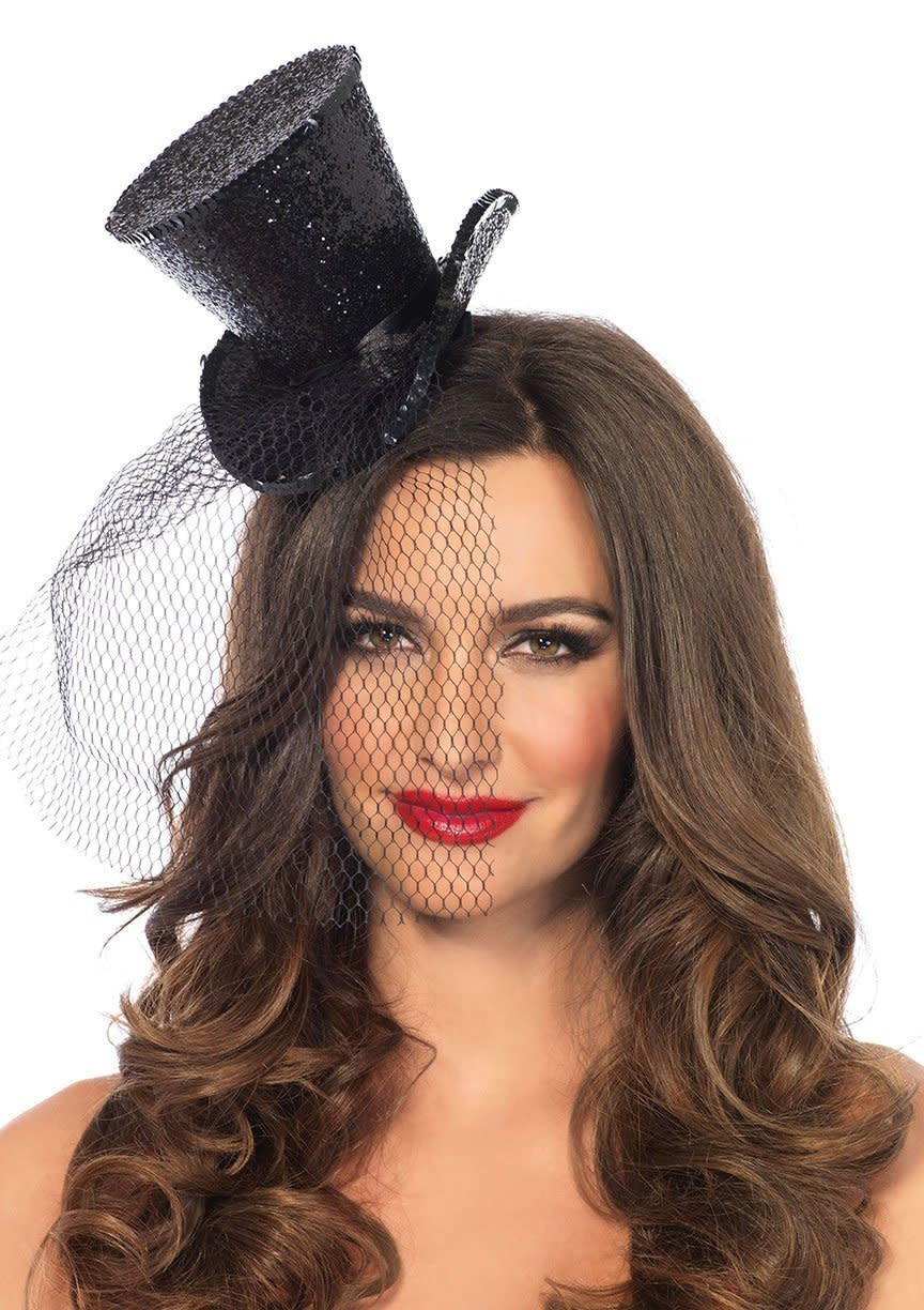 Mini Top Hat w/ Veil - Black