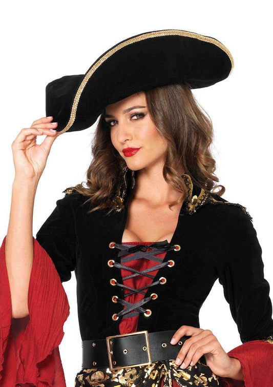 Pirate Hat w/ Gold Trim: Black