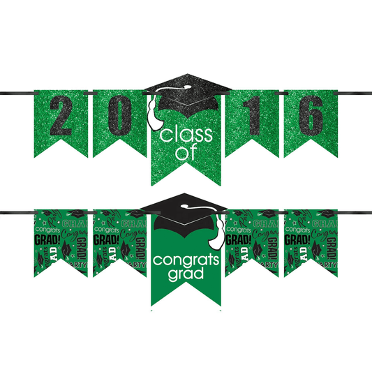 Graduation Personalized Glitter Banner: Green