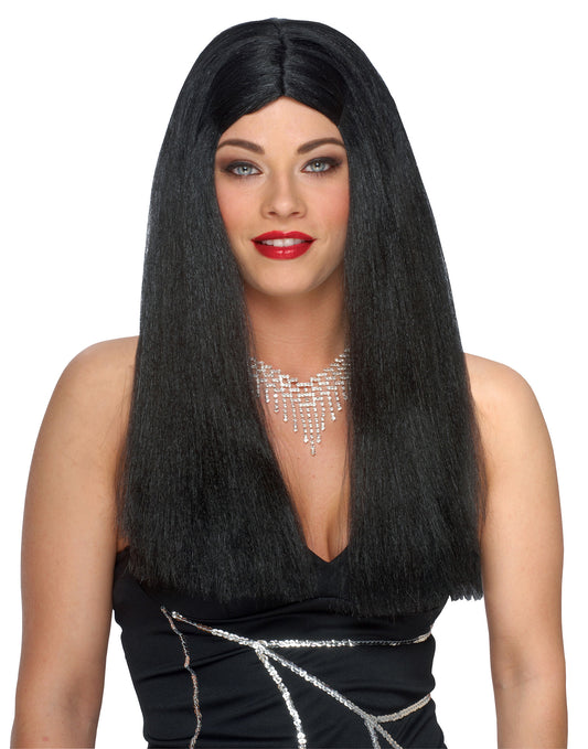 20" Long Parted Wig - Black