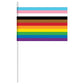 A handheld pride flag.