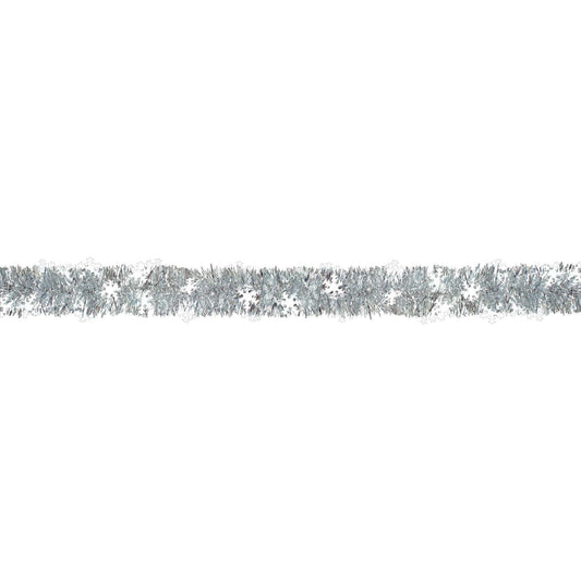 9' Snowflake Tinsel Boa Garland w/ Prismatic Snowflakes