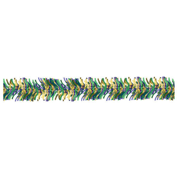 Mardi Gras colored wavy garland decoration.