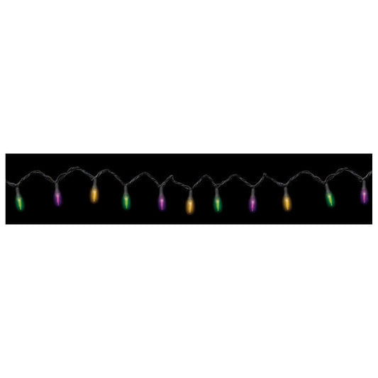 Mardi Gras String Lights w/ End to End Plugs: PGG (100 Lights)