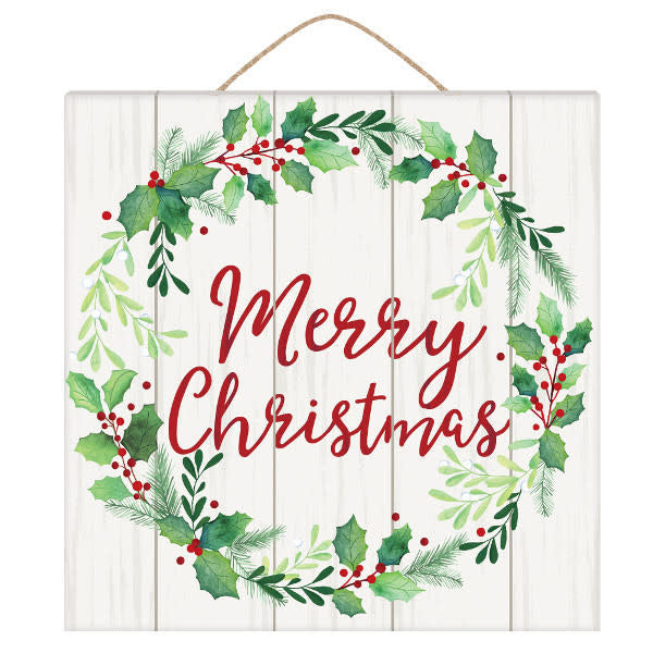 Hanging Sign: Merry Christmas Wreath