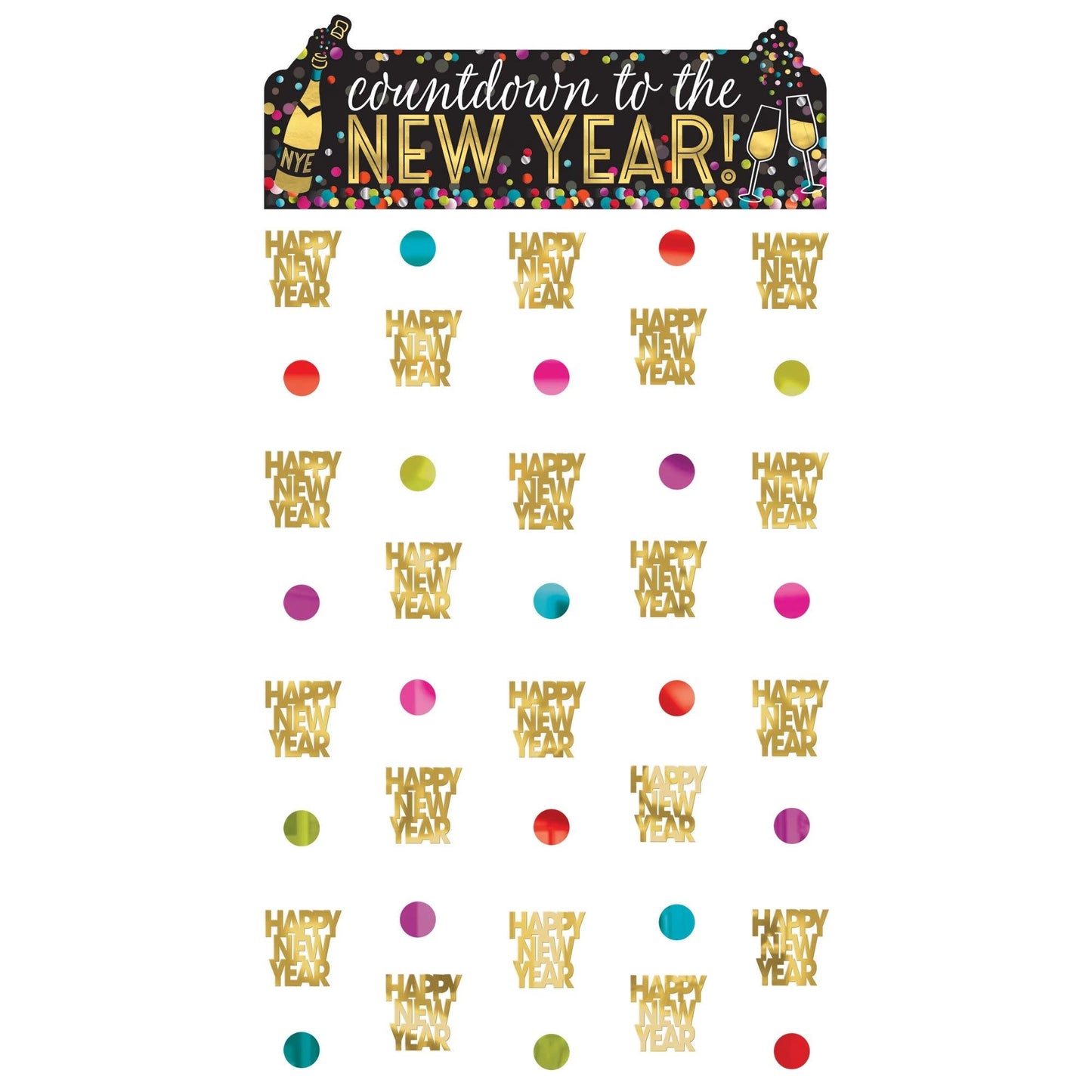 New Years Doorway Curtain: Colorful Confetti (77"x39")