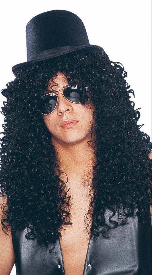 Deluxe Curly Rocker Wig - Black