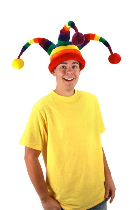 Rainbow Wacky Jester Plush Hat