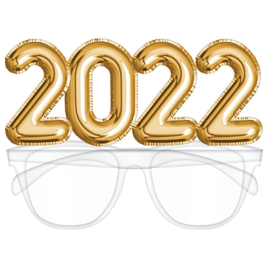 2022 New Years Balloon Number Glasses: Gold