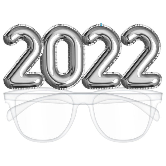 2022 New Years Balloon Number Glasses: Silver