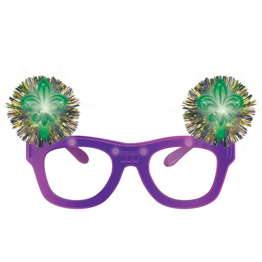 Mardi Gras Light-Up Pom Pom Glasses