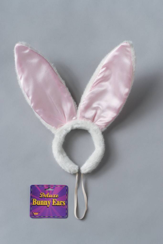Deluxe white plush bunny ears with a plush headband.