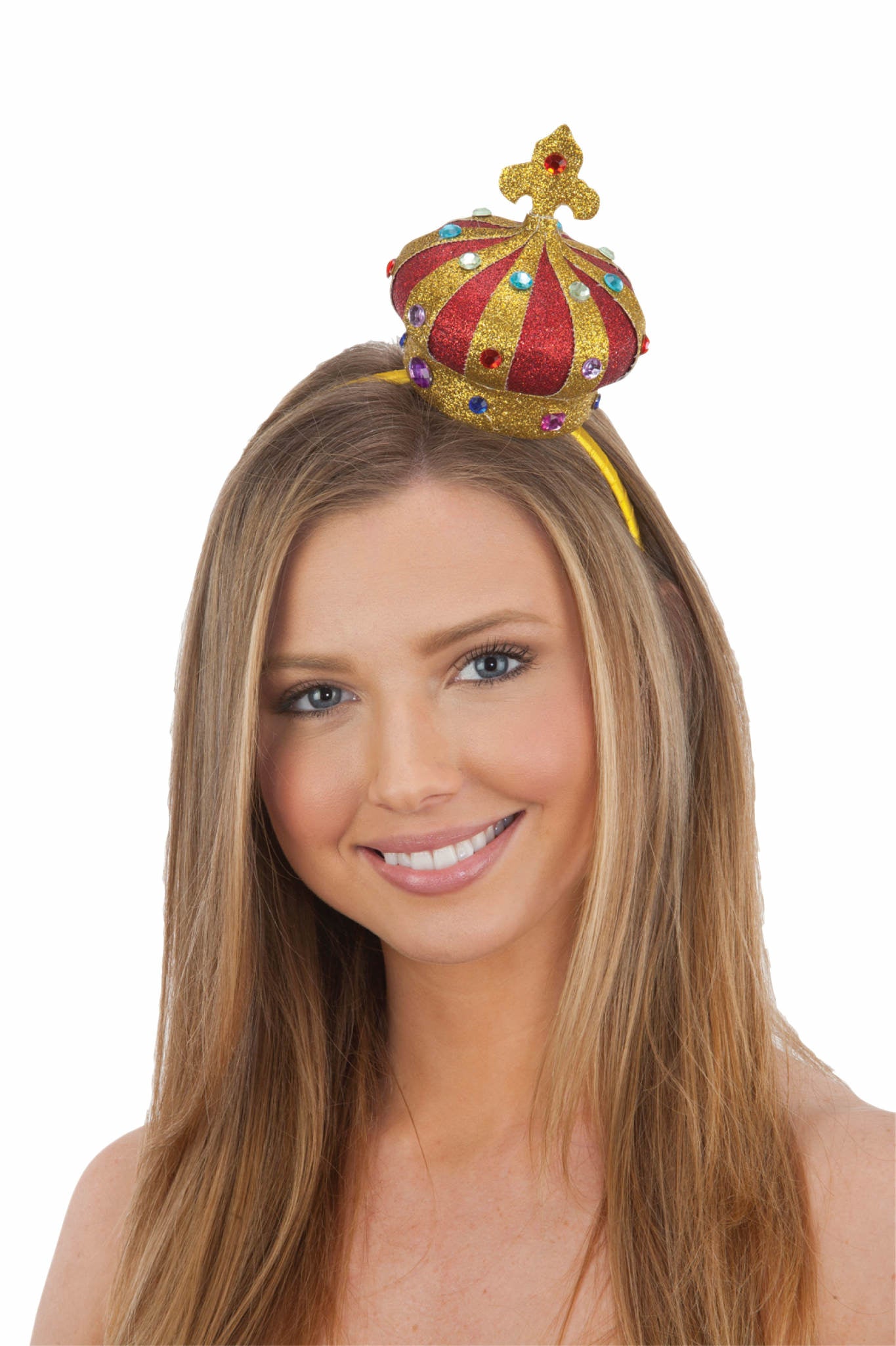 Mini Crown Headband - Gold/Red