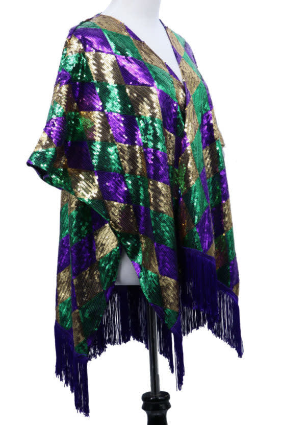 Sequin Duster Jacket: Mardi Gras - O/S