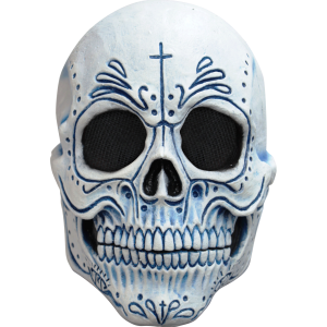 Mexican Catrina Mask: White w/ Blue