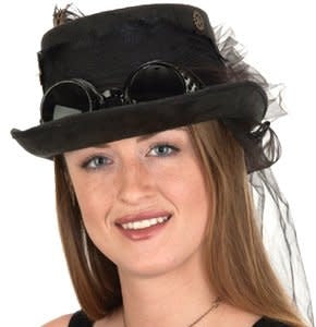 DLX. Felt Steampunk Top Hat: Black