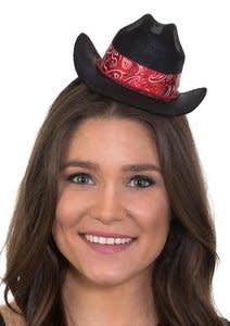 Mini Cowboy Hat Headband - Black