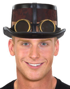 Steampunk Leather Top Hat - Brown