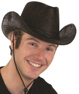 Snakeskin Cowboy Hat: Black