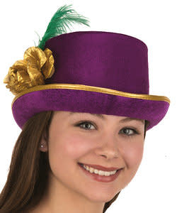 Deluxe Mardi Gras Top Hat w/ Feather